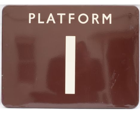 BR(W) FF enamel station sign PLATFORM 1. In excellent condition measuring 24in x 18in.