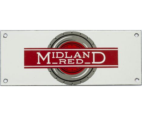 Bus motoring enamel timetable board heading MIDLAND RED. Measures 9in x 3.5in and is in excellent condition.