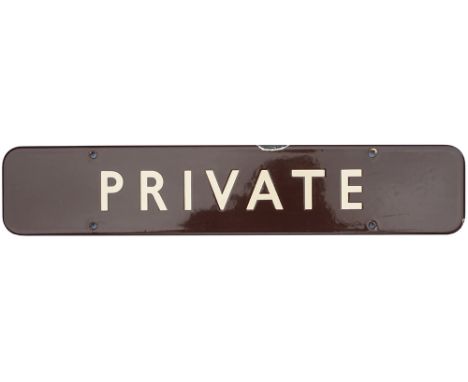 BR(W) FF enamel doorplate PRIVATE. In very good condition with minor chipping measures 18in x 3.5in.
