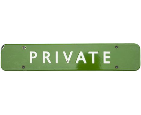 BR(S) FF enamel doorplate PRIVATE. In very good condition with minor chipping measures 18in x 3.5in.
