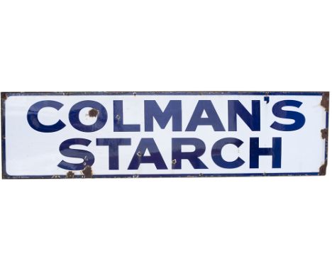Advertising enamel sign COLMAN'S STARCH. In good condition with minor chipping, measures 62in x 16in.