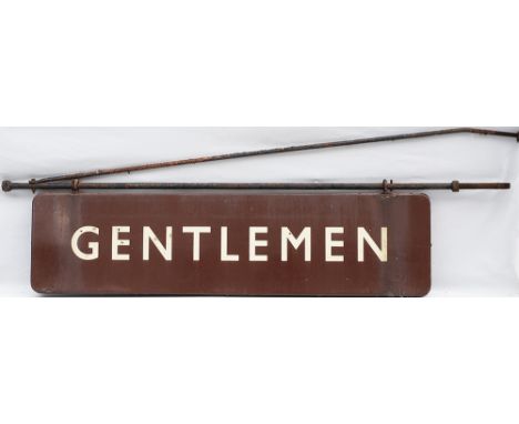 BR(W) FF enamel station sign GENTLEMEN. Double sided and complete with original hanging hooks and mounting bracket. In very g