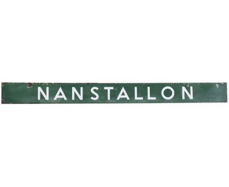 Southern Railway enamel signal box board NANSTALLON. From the former London &amp; South Western Railway box between Bodmin an
