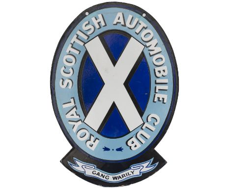 Motoring advertising enamel sign ROYAL SCOTTISH AUTOMOBILE CLUB GANG WARILY. Double sided enamel, both sides in excellent con
