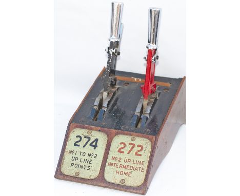 A pair of Westinghouse K type power frame signal box levers as used in some Southern Railway boxes notably London Bridge, Can