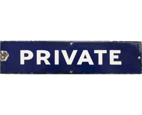 Great Eastern Railway enamel doorplate PRIVATE. In excellent condition with a chip around the screw hole at one end, measures