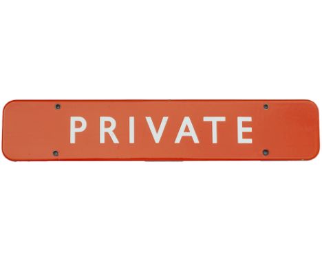 BR(NE) FF enamel doorplate PRIVATE. In excellent condition complete with original brass ferules. Measures 18in x 3.5in.