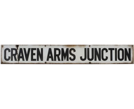 London &amp; North Western &amp; Great Western Railway Joint enamel signal box board CRAVEN ARMS JUNCTION. From the former bo