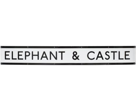 London Underground enamel frieze sign ELEPHANT &amp; CASTLE. In excellent condition with minor edge chipping. Measures 64.75i