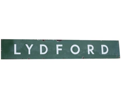 British Railways Southern Region Railway enamel signal box board LYDFORD. From the former London &amp; South Western Railway 