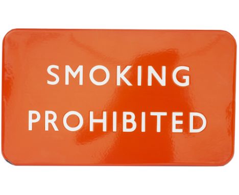 BR(NE) FF enamel railway sign SMOKING PROHIBITED. In excellent condition with one minor edge chip. Measures 18in x 10.5in.