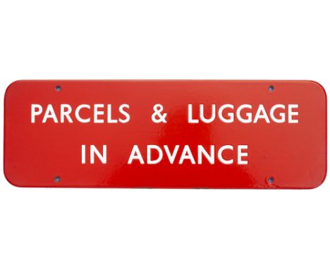 BR(NE) FF enamel doorplate PARCELS &amp; LUGGAGE IN ADVANCE. In very good condition with some minor edge chipping, measures 1