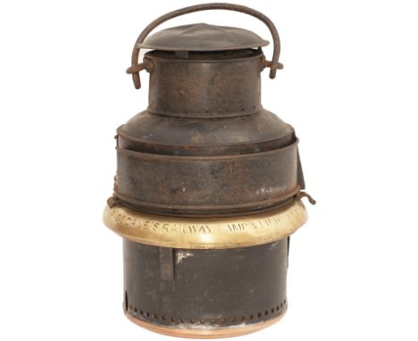GWR pre grouping Coach Lamp stamped RIDSDALE'S RAILWAY LAMP &amp; LIGHTING CO LTD MINORIES LONDON. Complete with reservoir, c
