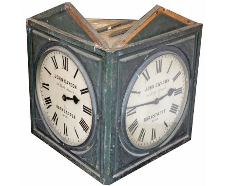 London and South Western Railway 18 inch double dial V shaped wall mounted clock supplied to the LSWR in 1891 by John Gaydon 