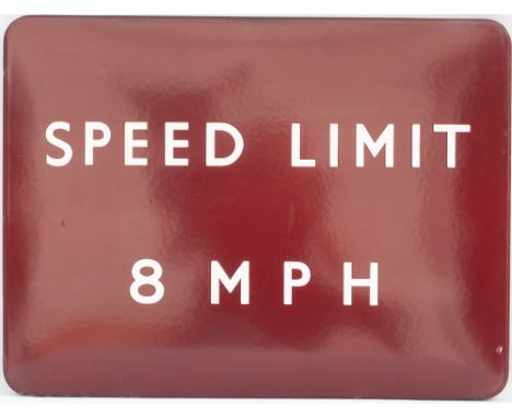 BR(M) FF enamel station sign SPEED LIMIT 8 MPH. In excellent condition measuring 24in x 18in.