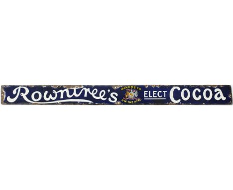 Advertising enamel sign ROWNTREES ELECT COCOA MAKERS TO HM THE KING. In very good condition with minor edge chipping measures