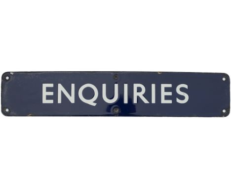 BR(E) enamel doorplate ENQUIRIES. In very good condition with minor edge chipping. Measures 18in x 3.5in.