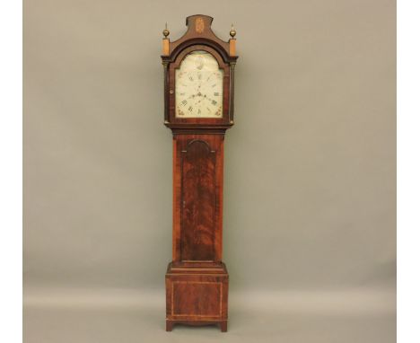 An early 19th century mahogany longcase clock, the eight day movement to a painted arched dial, inscribed 'Brand, Hull', 227c