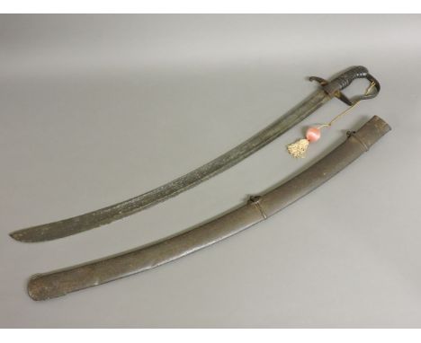 A British cavalry officer's sword and scabbard, 99cm long