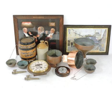 A Harman's Brewery advertising poster, a Watson's advertising print, and other breweriana