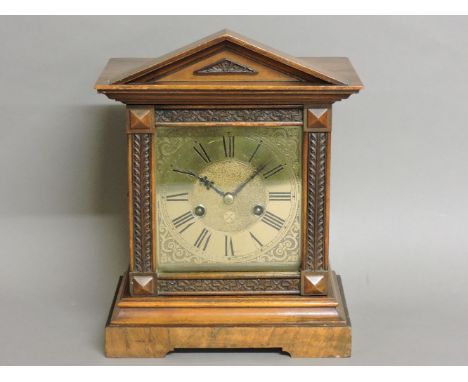 A German fourteen day wooden mantel clock