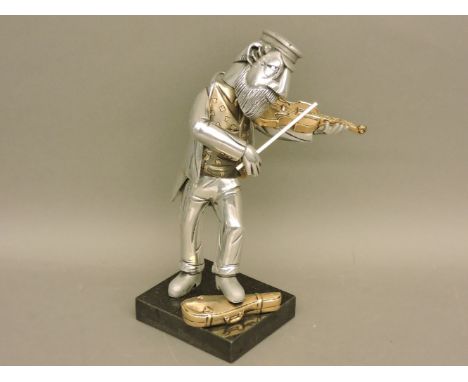 Frank Meisler (Israel, b.1929), mixed metal figure of a gentleman playing the violin, signed, limited edition 230/730