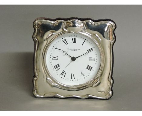 A modern Scottish silver mounted table clock, Edinburgh, with battery operated movement, 14cm high