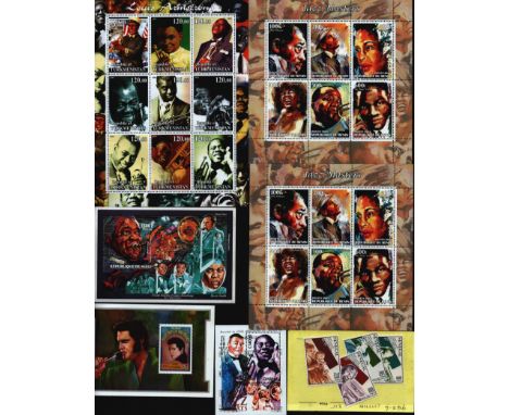 Mint Stamps/Mint Stamps Sheets 25+ Stamps Collection. Jazz Masters, Louis Armstrong, Elvis Presley, Frank Sinatra. Good condi