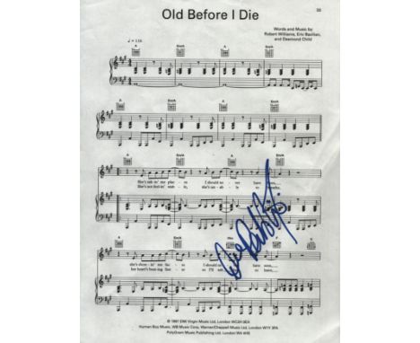 Robbie Williams signed Old Before I Die 12x9 inch single page music score sheet. Good condition. All autographs come with a C