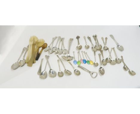 A selection of silver flatware, including a set of George III Old English pattern teaspoons by Samuel Godbehere &amp; Edward 