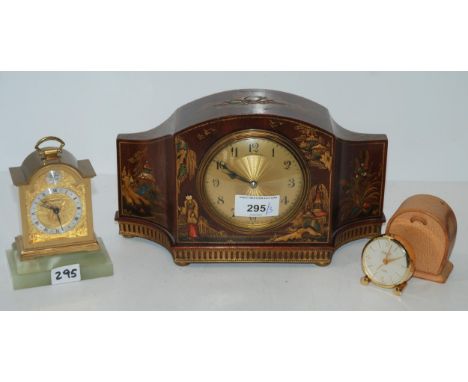 A Brook and Sons chinoiserie clock, a Swiza clock and a Endura travelling clock Condition Report:Available upon request