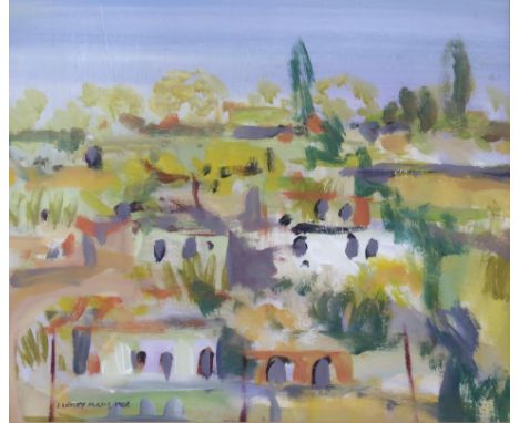IRENE LESLEY MAIN (SCOTTISH b.1959) VILLAGE, NORTHERN GREECE Mixed media, signed lower left, dated (1986), 29 x 34cm&nbsp; Ti
