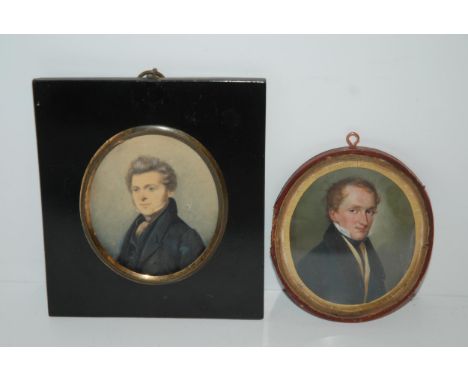 An oval portrait miniature of a gentleman, 9 x 7cm and another (2) Condition Report:Available upon request
