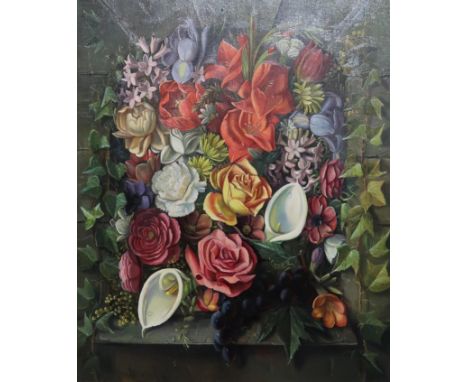 TREVOR OWEN MAKINSON&nbsp;Alcove of Flowers, signed, oil on panel, circa 1966, 61 x 51cm Condition Report:Available upon requ