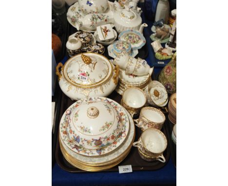 Royal Crown Derby Vine pattern cups, saucers, tureen, two Wedgwood Cornucopia trinket boxes, a dish and a vase, Sarah pattern