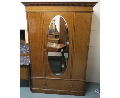 A Victorian mahogany mirrored door wardrobe and a accompanying mahogany marble topped wash stand (2) Condition Report:Availab