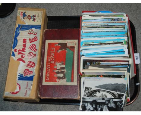 A Noddy Pelham Puppet in original box, cased miniature bowls, collection of modern postcards&nbsp; Condition Report:Available