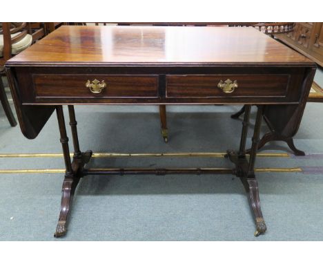 A 20th century mahogany two drawer drop end sofa table, 74cm high x 93cm wide x 61cm deep Condition Report:Available upon req