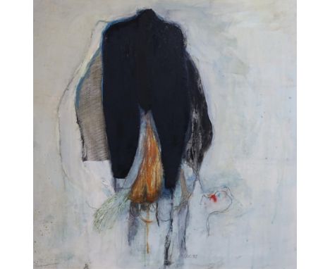 SCOTTISH SCHOOL&nbsp; COW&nbsp; Mixed media on canvas, indistinctly signed lower right, 60 x 60cm Condition Report:Available 