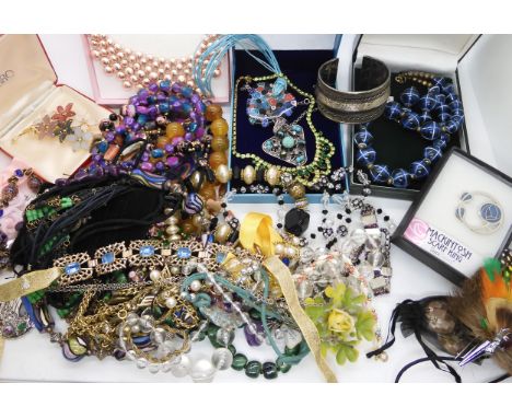 A vintage Ciro brooch in box, statement necklaces to include Murano style beads etc Condition Report:Condition report not ava