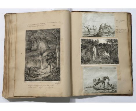 FOLIO OF OLD MASTER ETCHINGS AND ENGRAVINGS&nbsp;comprising; various cut and stuck down images to include Cornelis Schut, Aft