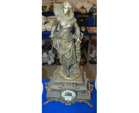 A French spelter mantle clock with arabic numerals to the dial Condition Report:Available upon request