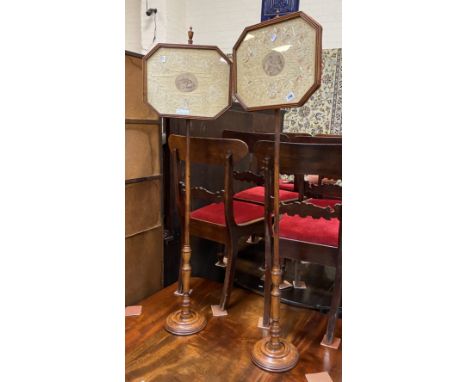 PAIROF TAPESTRY POLE SCREENS - WALNUT