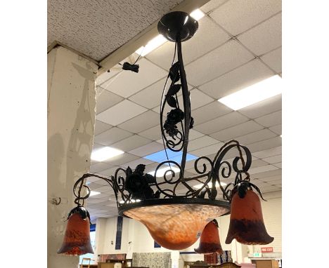 ART DECO CHANDELIER IN STYLE OF NICE FRERES &amp; DEGUE
