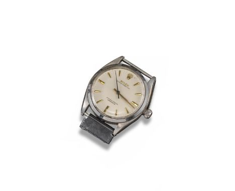 A gentleman's steel Oyster Perpetual wristwatch by Rolex, signed cream dial with gold Roman numerals and sweep seconds hand. 