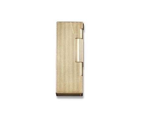 A 9ct gold Rollboy lighter by Bach & Cooper for Alfred Dunhill, engine-turned decoration to all sides and one panel sliding t