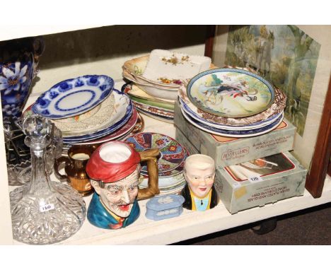 Collection of glass, china, pictures including ship decanter