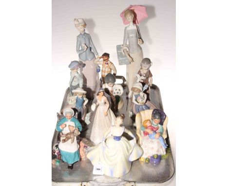 Six Lladro figures, Nao figure, three Royal Doulton figures and two others (12)