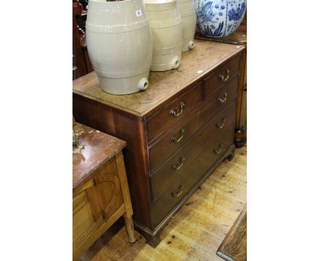 Georgian oak chest of two short above three long drawers on shaped bracket feet