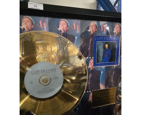 CLIFF RICHARD THE WHOLE STORY HIS GREATEST HITS FRAMED GOLD RECORD NUMBER 133/1500, 24CT DISC